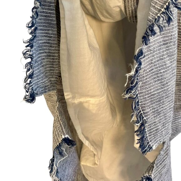 Beach Lunch Lounge Linen Zena Striped Shirt Dress Sz S Sleeveless Blue Lined - Picture 12 of 15